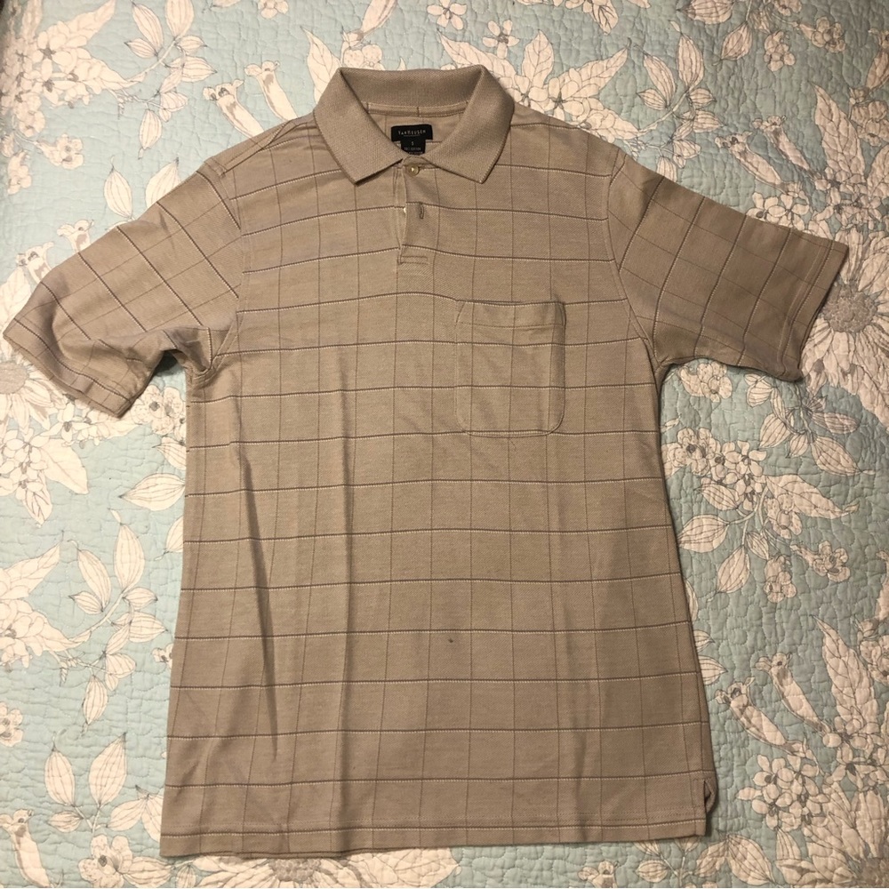 Small Tan Short-Sleeve Polo Shirt by Van Heusen